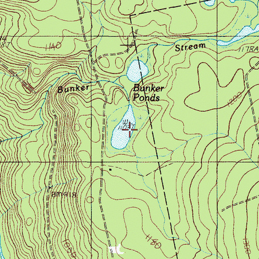 Topographic Map of Bunker Ponds, ME