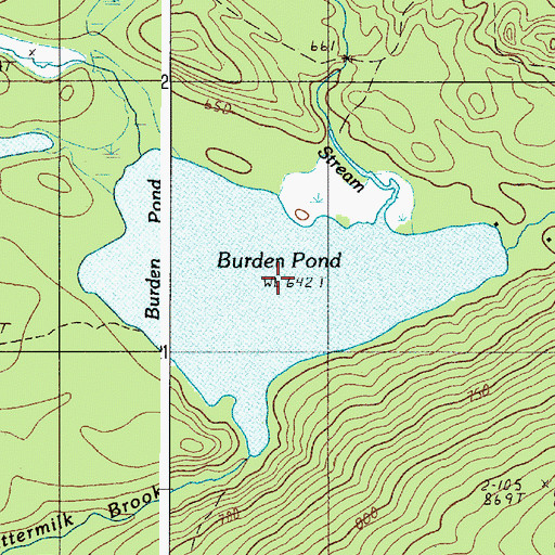 Topographic Map of Burden Pond, ME
