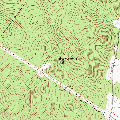 Topographic Map of Burgess Hill, ME