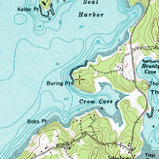 Topographic Map of Buring Point, ME