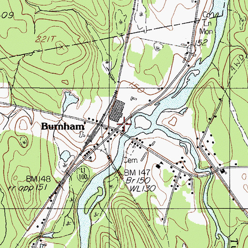 Topographic Map of Burnham, ME