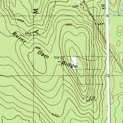 Topographic Map of Burnt Dam Ridge, ME