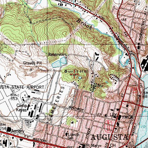 Topographic Map of Burnt Hill, ME