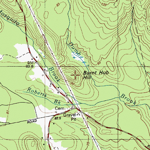 Topographic Map of Burnt Hub Hill, ME