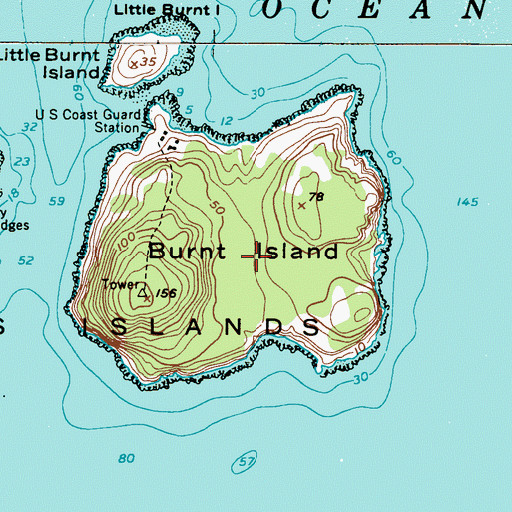 Topographic Map of Burnt Island, ME