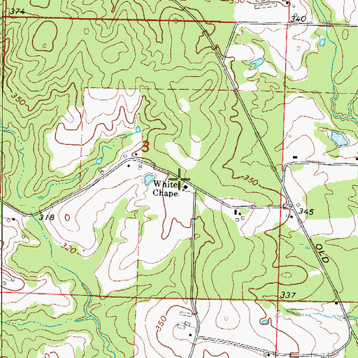 Topographic Map of Whites Chapel, AR