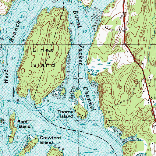 Topographic Map of Burnt Jacket Channel, ME