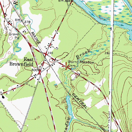 Topographic Map of Burnt Meadow Cemetery, ME