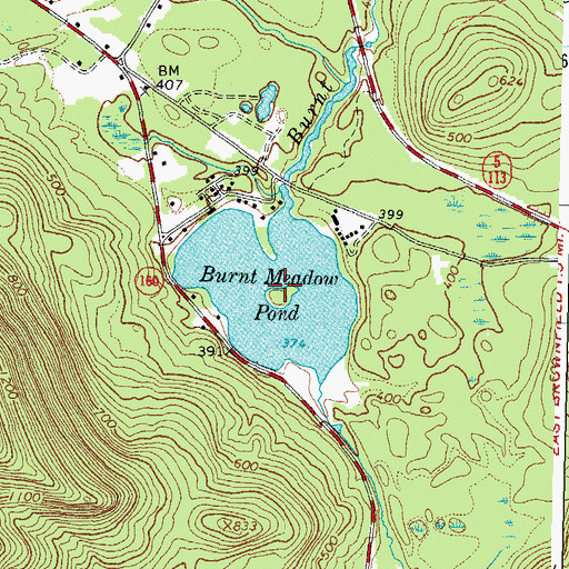 Topographic Map of Burnt Meadow Pond, ME
