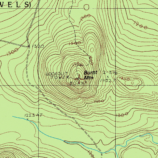 Topographic Map of Burnt Mountain, ME
