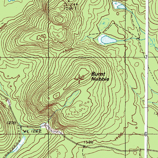 Topographic Map of Burnt Nubble, ME