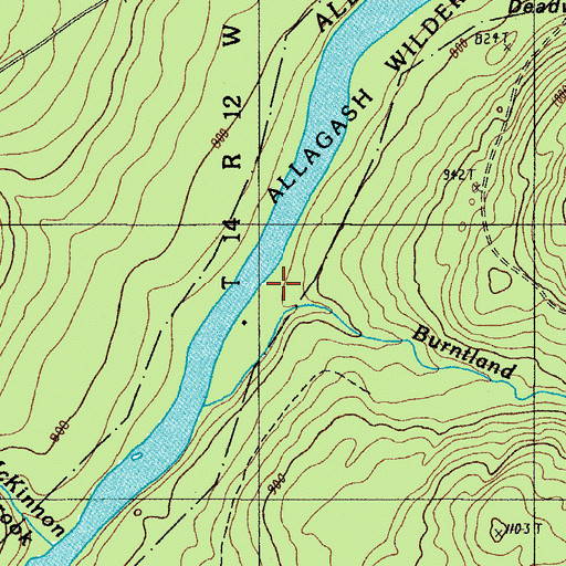 Topographic Map of Burntland Brook, ME