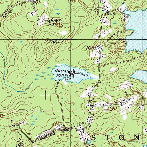 Topographic Map of Burntland Pond, ME