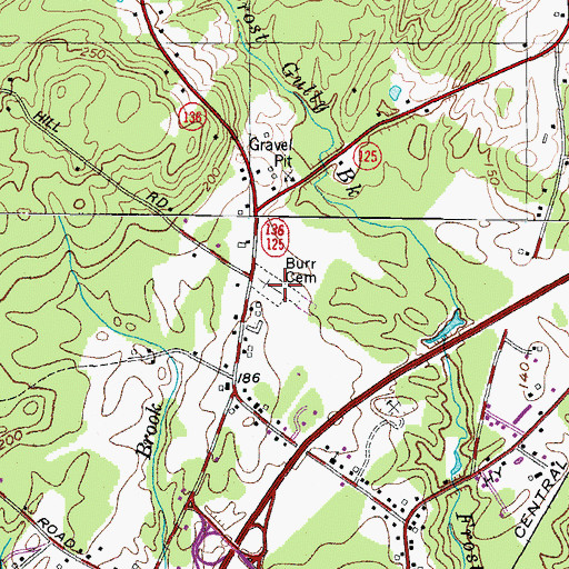 Topographic Map of Burr Cemetery, ME
