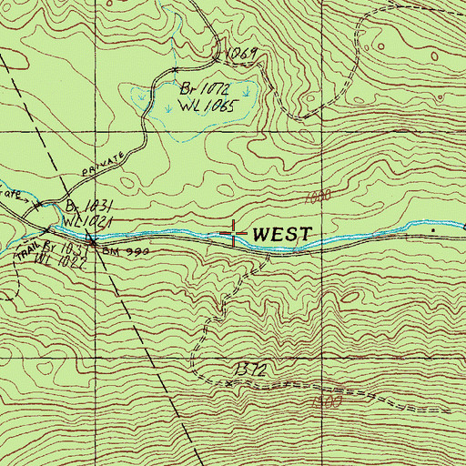 Topographic Map of Burroughs Brook, ME