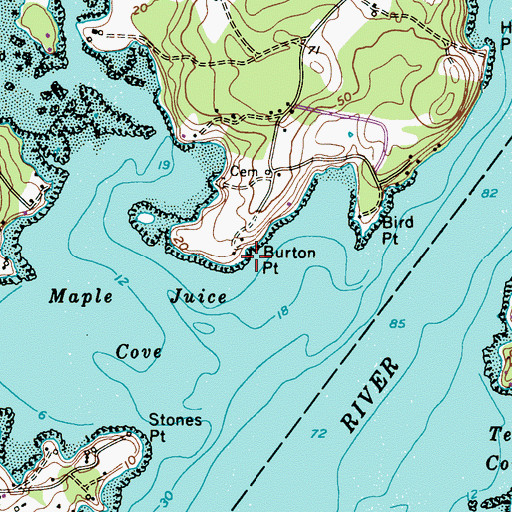 Topographic Map of Burton Point, ME