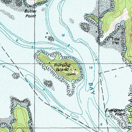 Topographic Map of Burying Island, ME