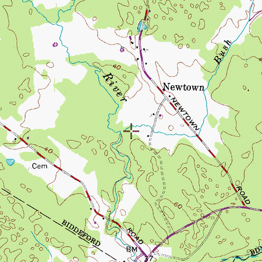 Topographic Map of Bush Brook, ME