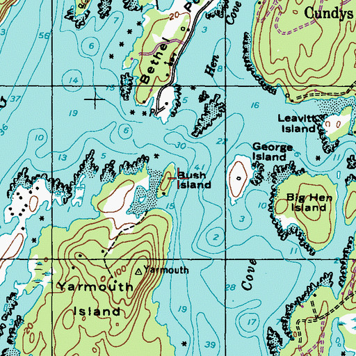 Topographic Map of Bush Island, ME