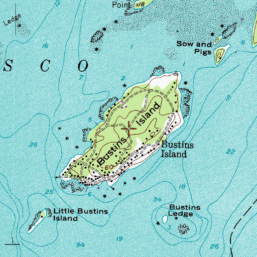Topographic Map of Bustins Island, ME