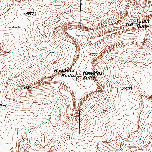 Topographic Map of Hawkins Butte, AZ