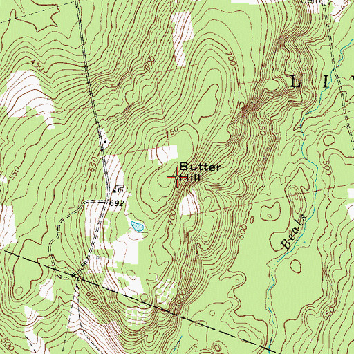 Topographic Map of Butter Hill, ME