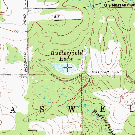 Topographic Map of Butterfield Lake, ME