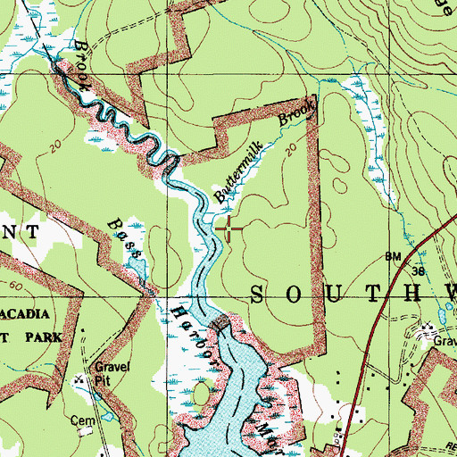 Topographic Map of Buttermilk Brook, ME