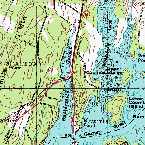 Topographic Map of Buttermilk Cove, ME