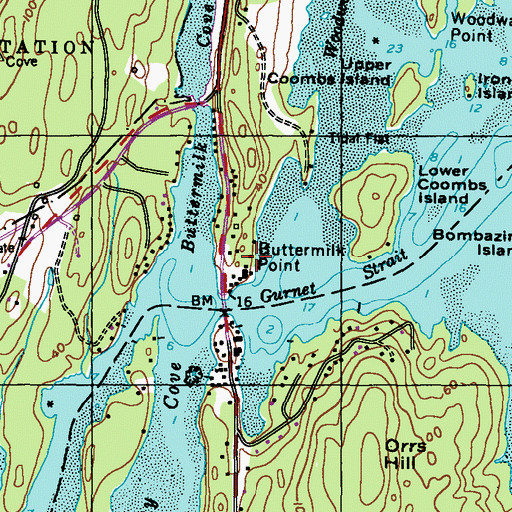 Topographic Map of Buttermilk Point, ME