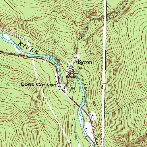 Topographic Map of Byron, ME