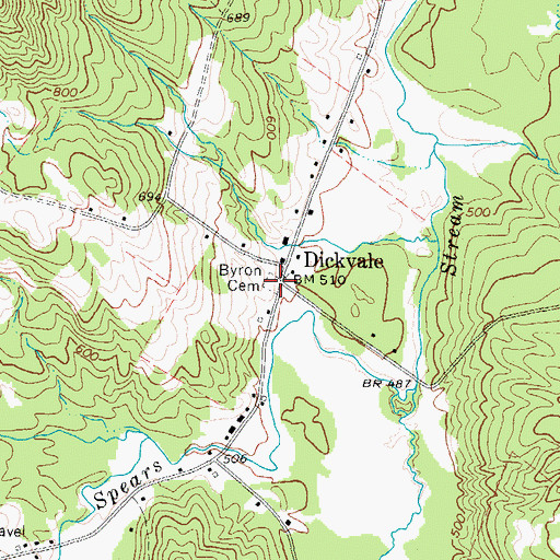 Topographic Map of Dickvale Cemetery, ME