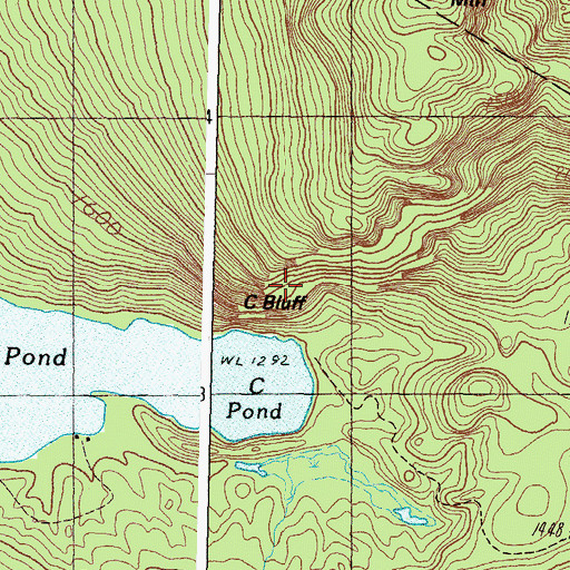 Topographic Map of C Bluff, ME