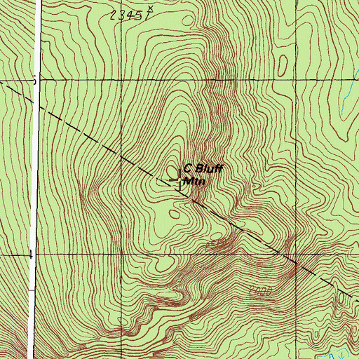Topographic Map of C Bluff Mountain, ME
