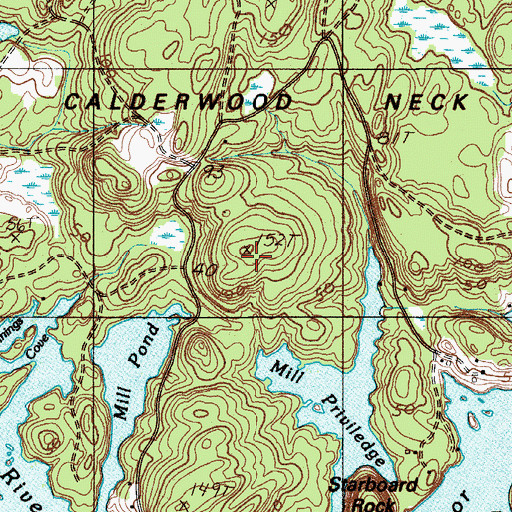 Topographic Map of Calderwood Neck, ME