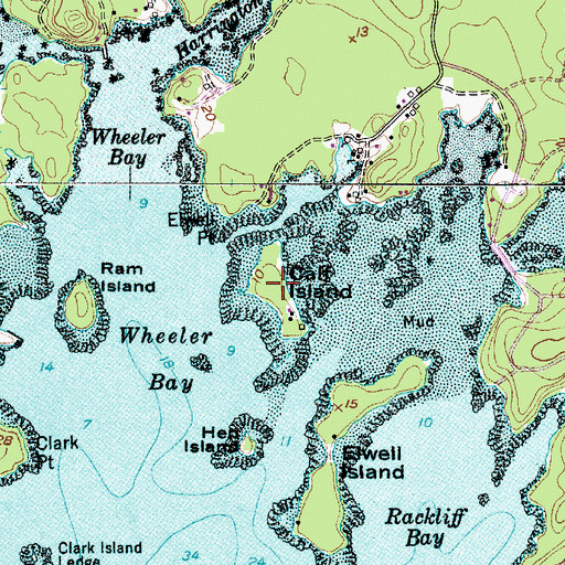 Topographic Map of Calf Island, ME