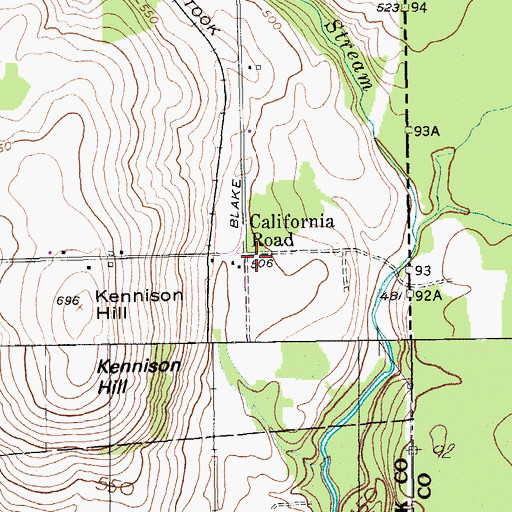 Topographic Map of California Road, ME