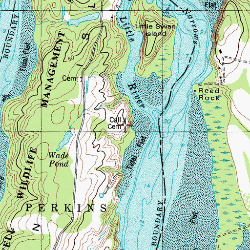 Topographic Map of Call Cemetery, ME