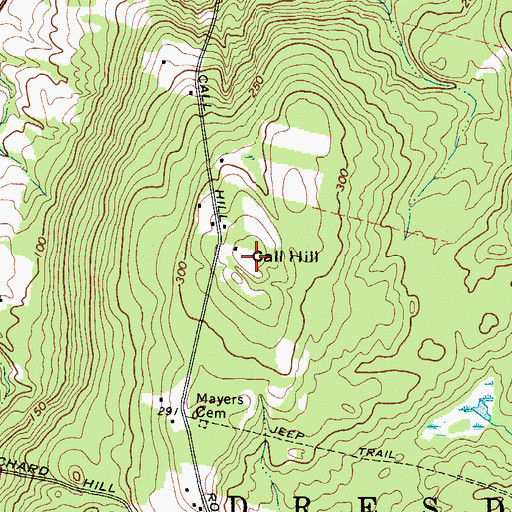 Topographic Map of Call Hill, ME