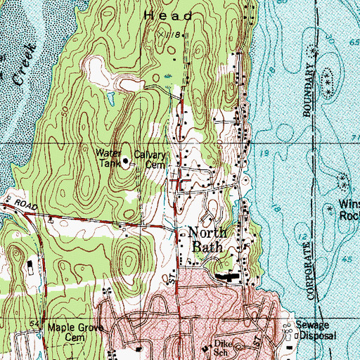 Topographic Map of Calvary Cemetery, ME