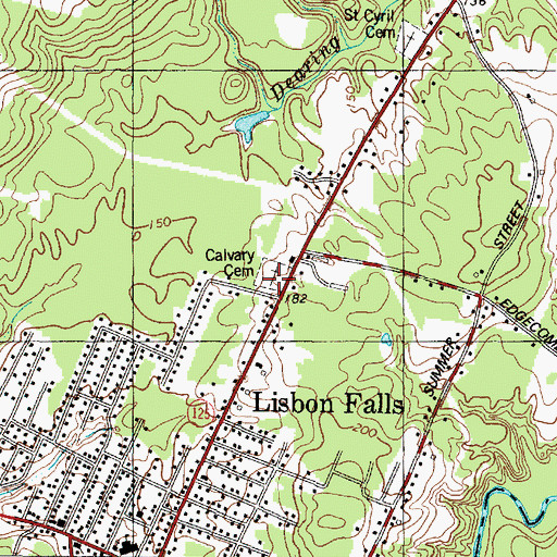 Topographic Map of Mount Calvary Cemetery, ME