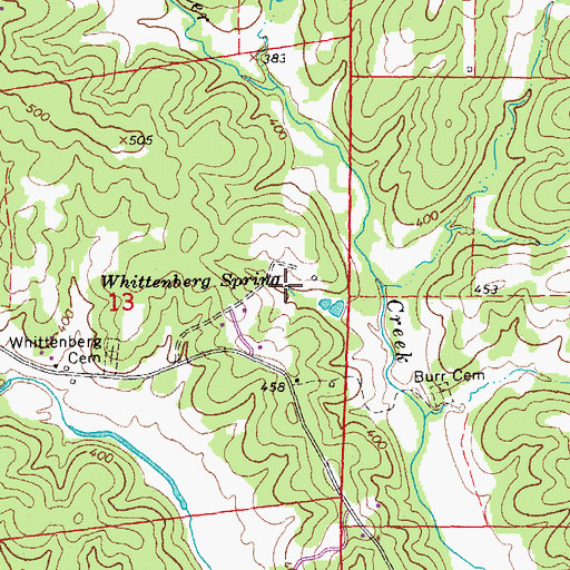 Topographic Map of Whittenberg Spring, AR