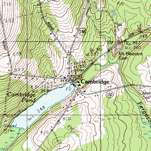 Topographic Map of Cambridge, ME