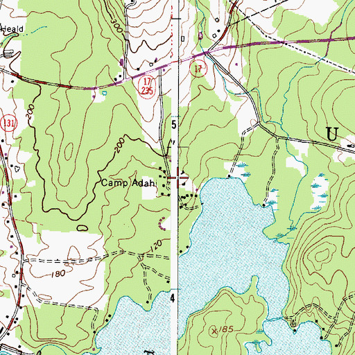 Topographic Map of Camp Adahi, ME