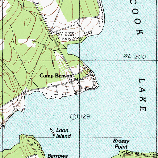 Topographic Map of Camp Benson, ME
