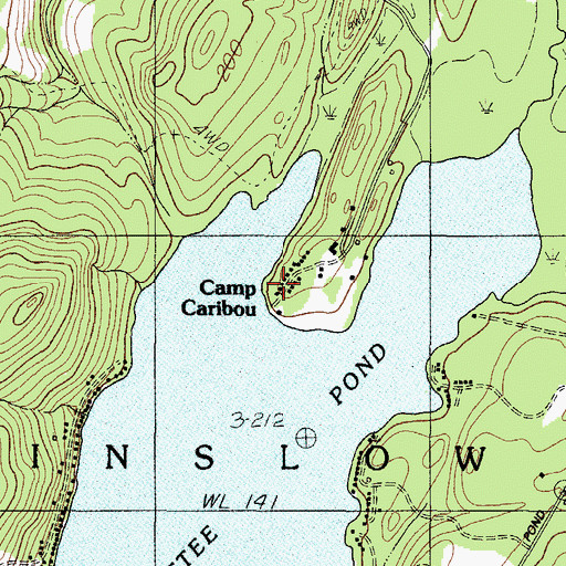 Topographic Map of Camp Caribou, ME