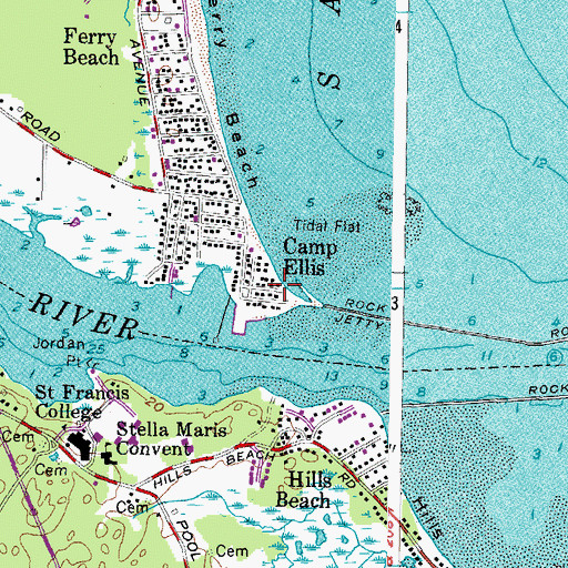 Topographic Map of Camp Ellis, ME