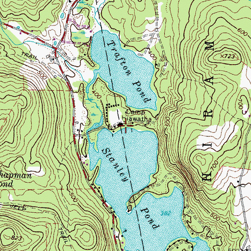 Topographic Map of Camp Hiawatha, ME