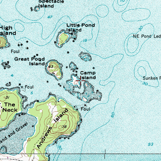 Topographic Map of Camp Island, ME
