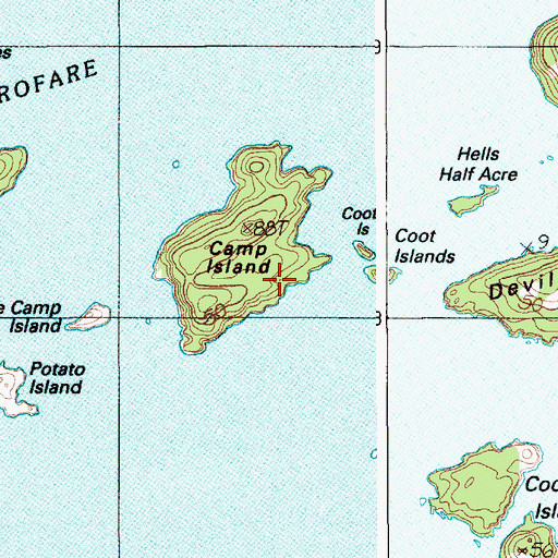 Topographic Map of Camp Island, ME
